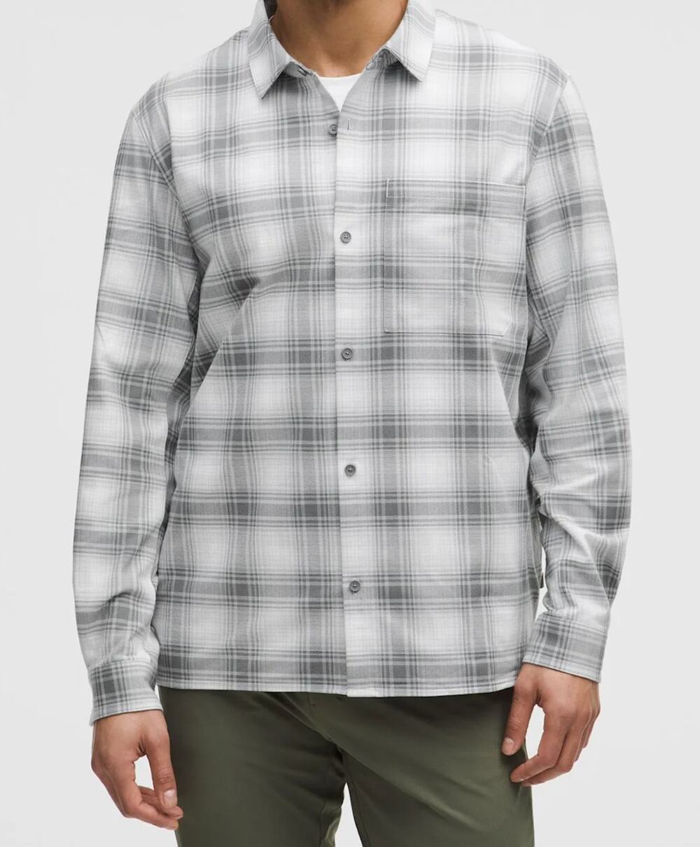 Lululemon Brushed Woven Overshirt Vista Plaid Gray Shacket Fall Casual Mens XL